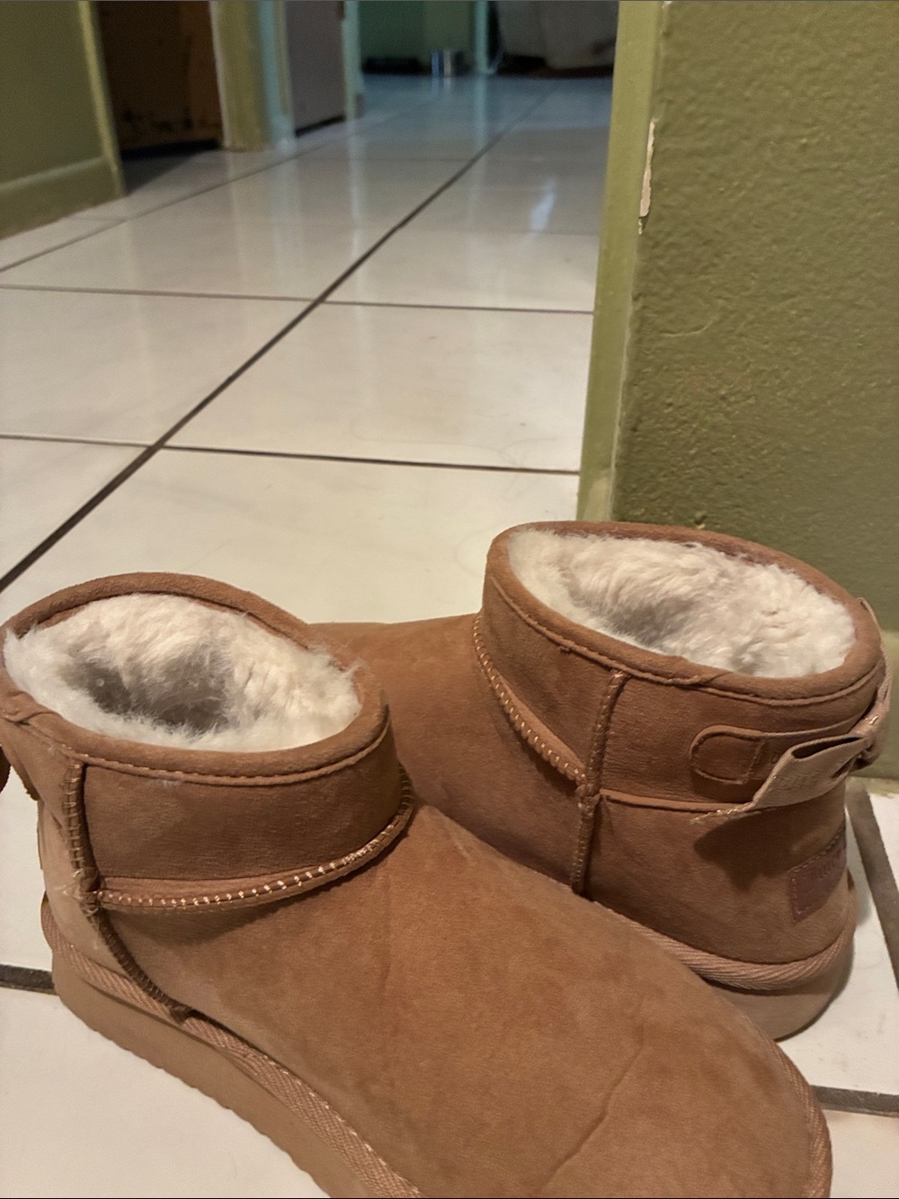 Kids Cozy Shearling-Lined Ankle Boots - Chestnut